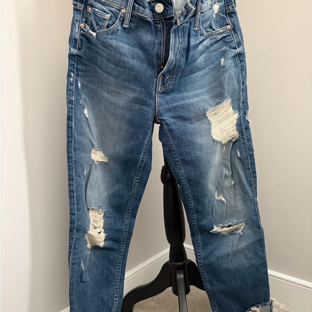 Women’s Mother Distressed Blue Jeans